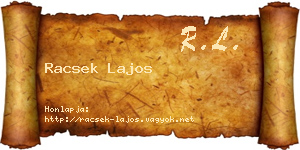 Racsek Lajos névjegykártya